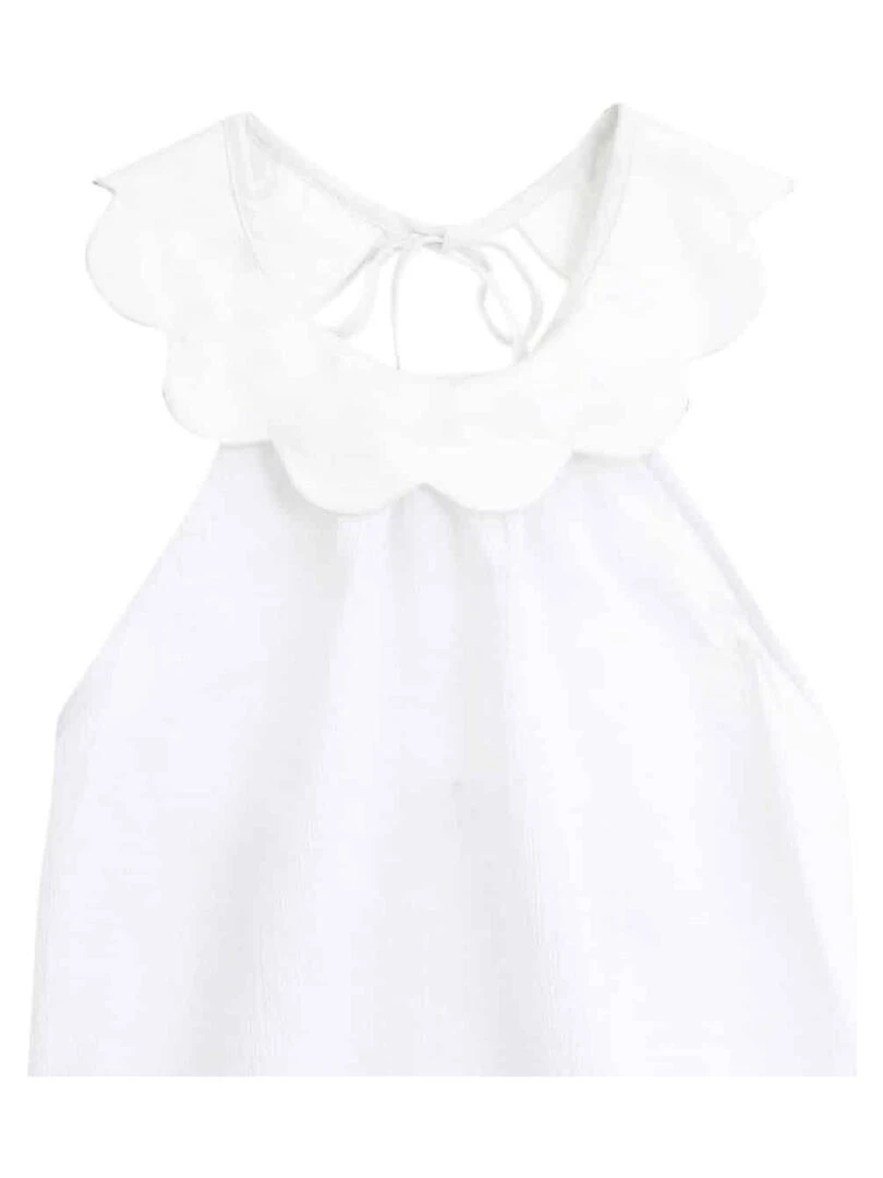 Blouse Blanche Été Fille  Col Fme Pétales  Tulipe   'LA FAUTE A VOLTAIRE'   Blanc