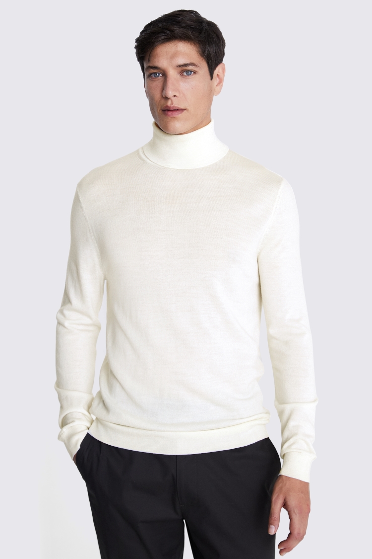 Winter White Merino Roll-Neck Jumper Buy Online at Moss