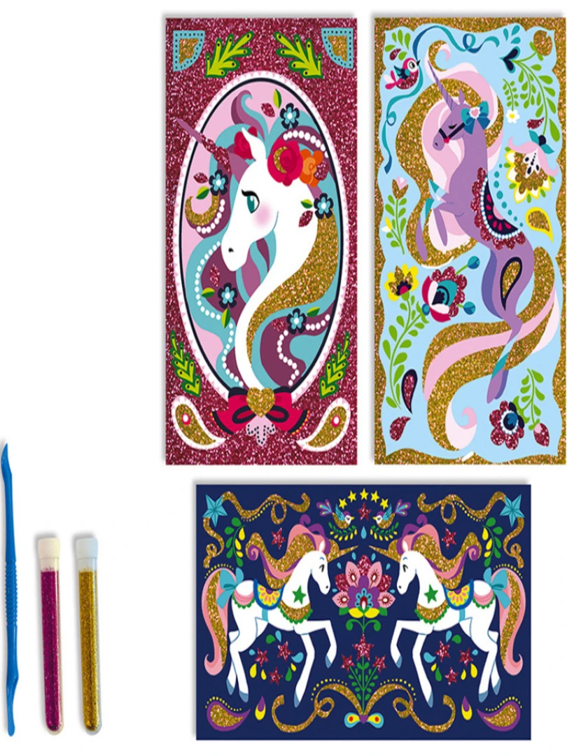 Cartes à pailleter Licornes Les ateliers du calme N/A
