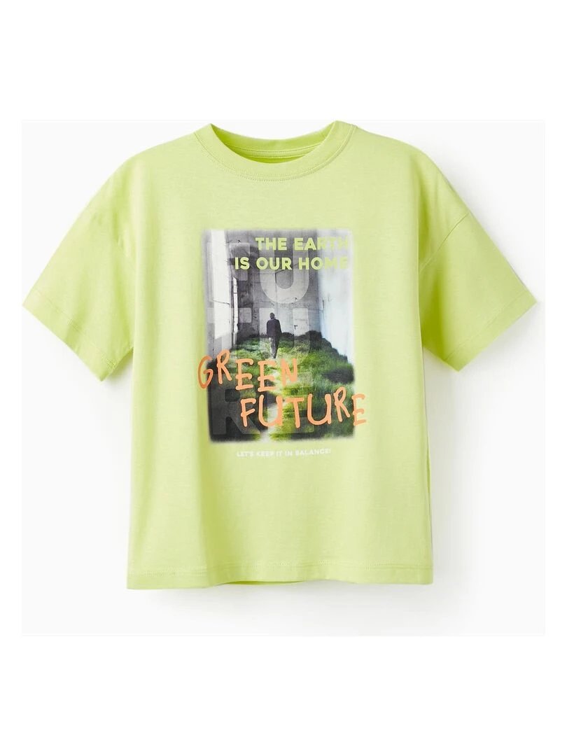 T shirt à manches courtes pour garçon 'Green Future' manches courtes Vert clair