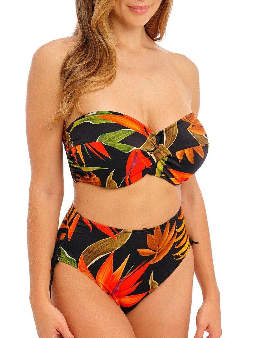 Bas de maillot taille haute échancrure réglable Pichola   Noir