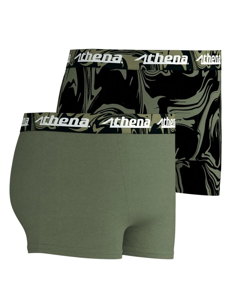 Lot de 2 boxers garçon Print Box Gris Kaki