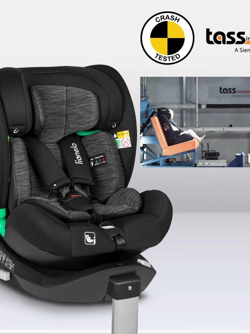Siège auto bébé évolutif LIONELO Braam iSize   Groupe 0/1/2/3   360° ISOFIX   Noir   Noir Gris
