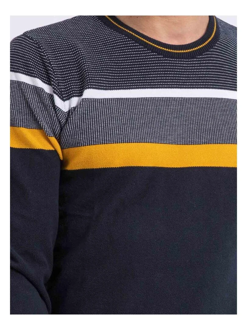 Pull fin col rond coton ARLO   Bleu marine