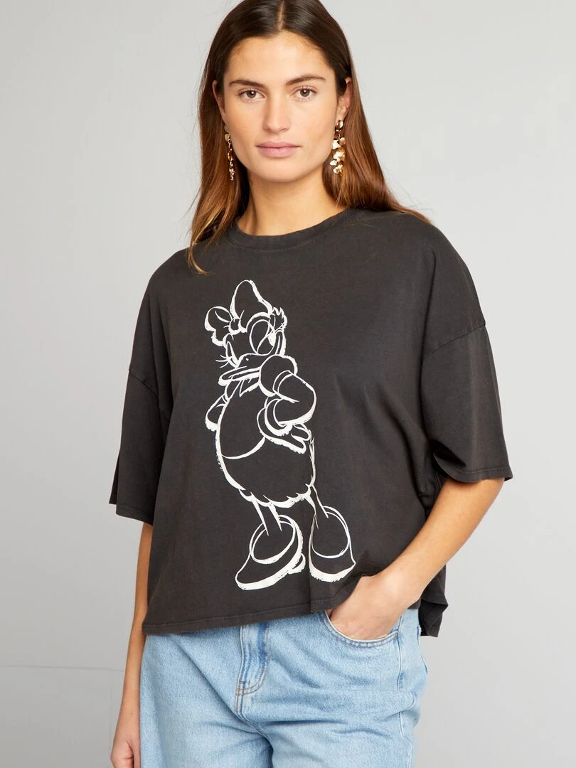 T shirt 'Daisy' manches courtes Noir