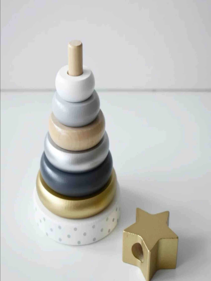 Jouet En Bois   Pyramide À Empiler En Or  Étoile   N/A