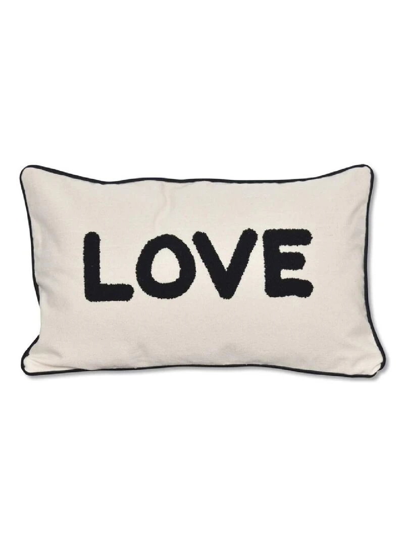 Coussin en toile Love Beige