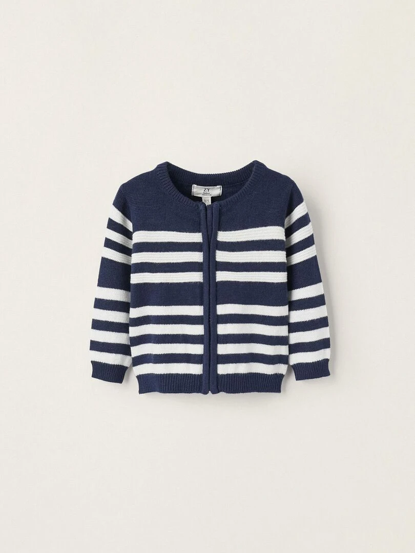 Manteau en Maille à Rayures pour Garçon ATLANTIC COMPANY Bleu foncé