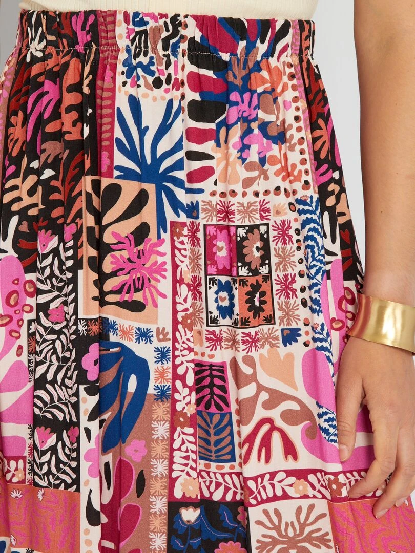 Jupe midi avec imprimé   Rose