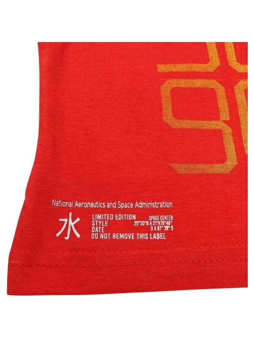 Nasa   T shirt garçon imprimé logo en coton   Rouge