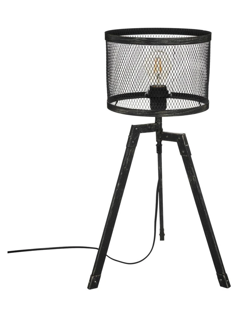 Lampe trépied style indus Noir
