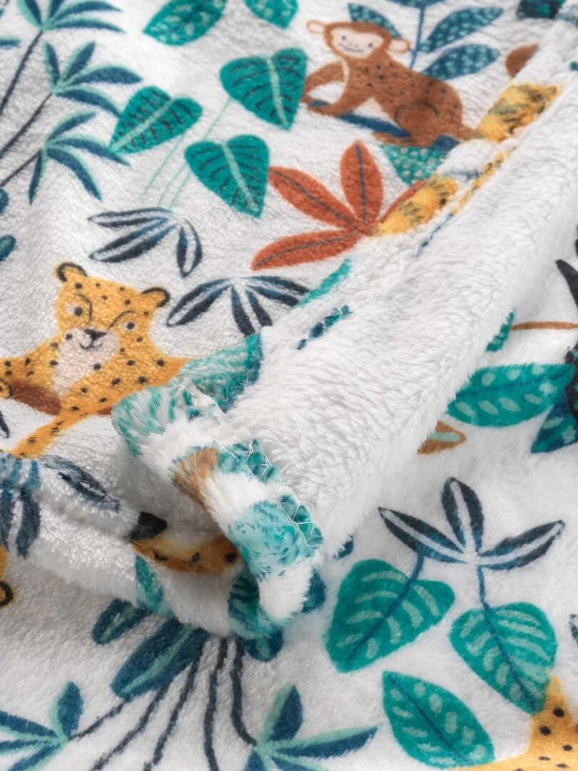 Plaid flanelle 125 x 150 cm Animaux de la jungle Vert
