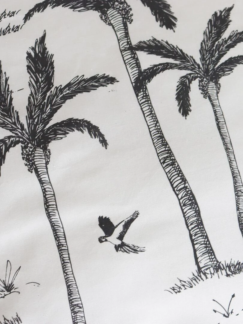 Parure de lit imprimée 100% coton  TROPICAL JOUY   Blanc