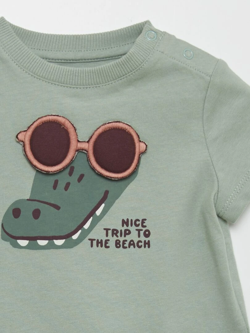 T shirt avec animation en relief   Vert