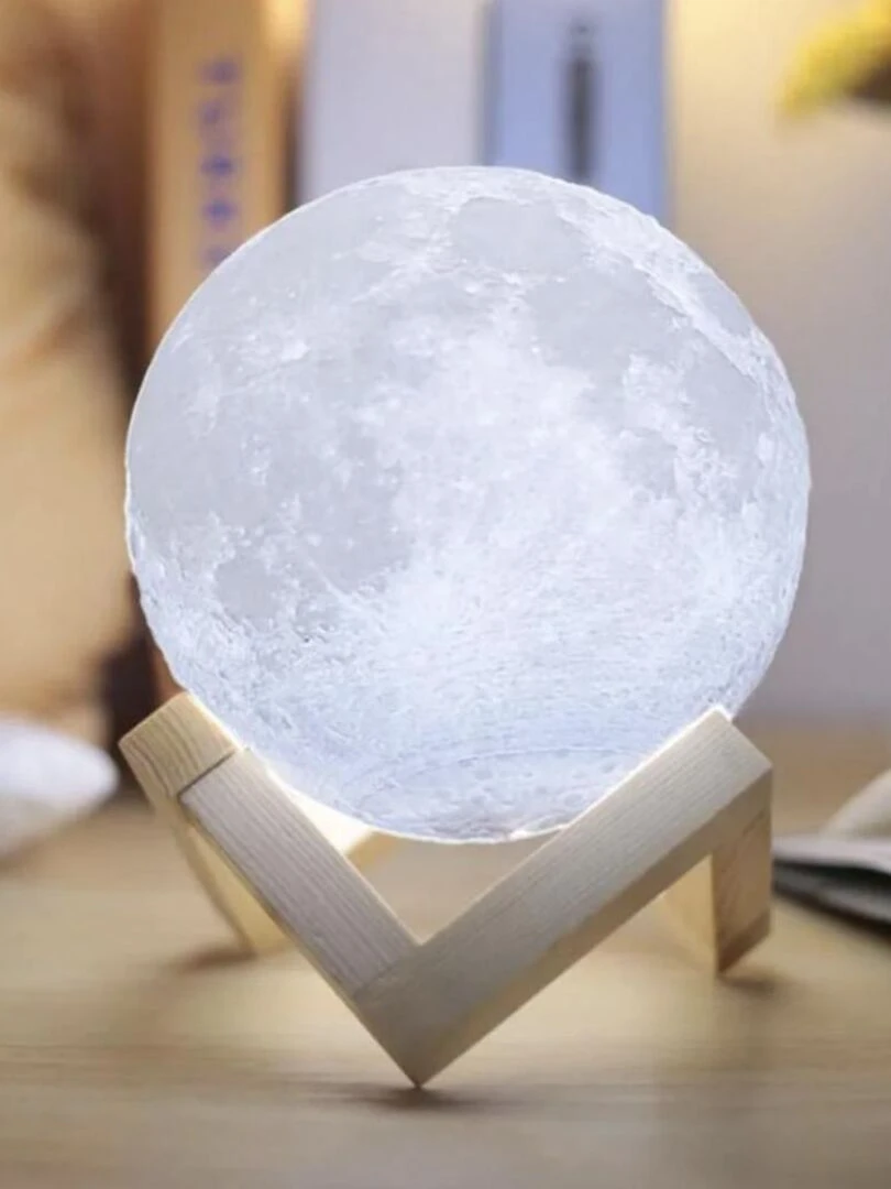 Lampe veilleuse à poser pleine lune 15 cm Beige clair