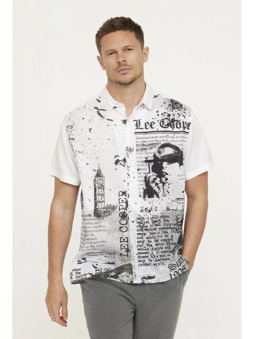 Lee Cooper Chemise manches courtes viscose comfort DINO Blanc