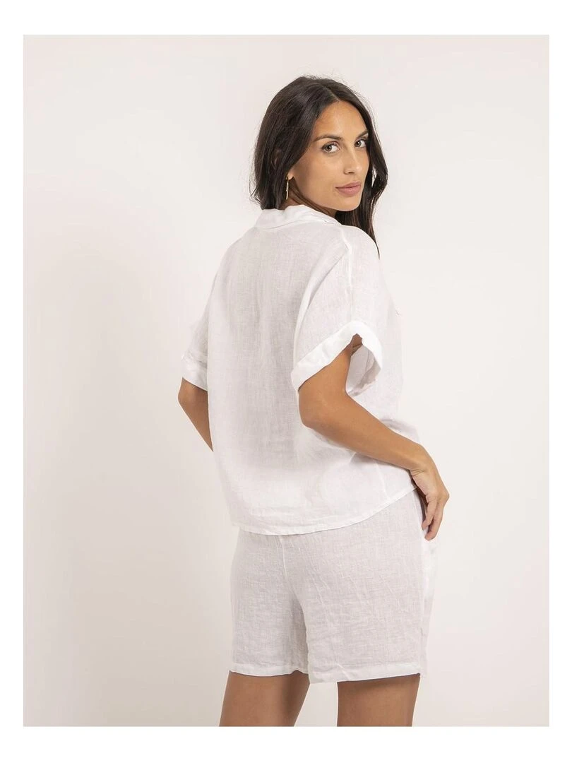 Chemise manches courtes lin OTTILIA Blanc
