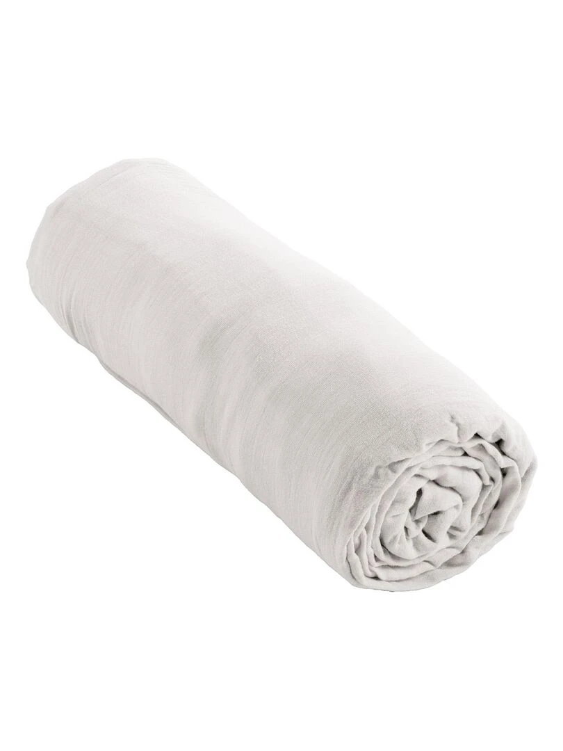 Drap Housse Double Gaze Coton Gaia Blanc
