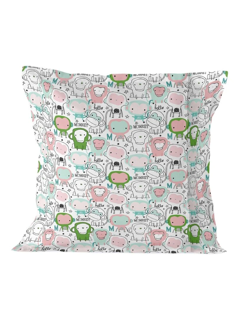 Taie d'oreiller Macaque "Happyfriday"   Blanc