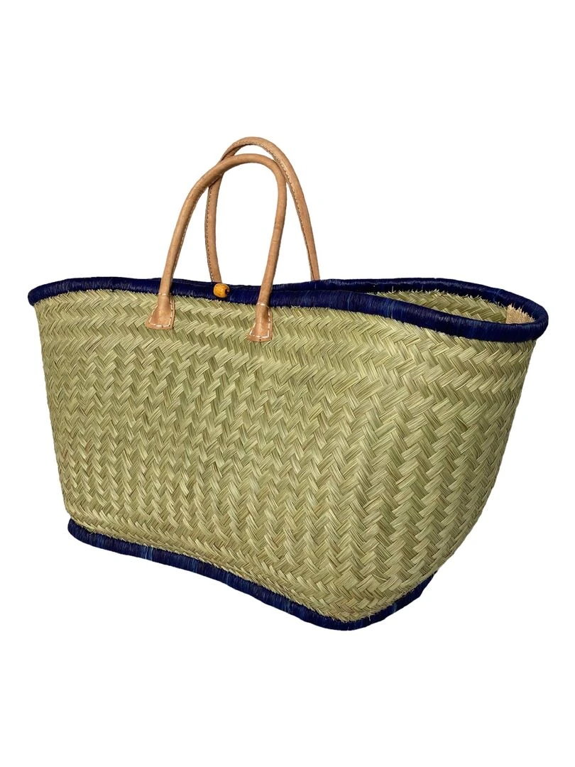 Aravola Tressé Naturel avec feston Bleu Marine Bleu marine