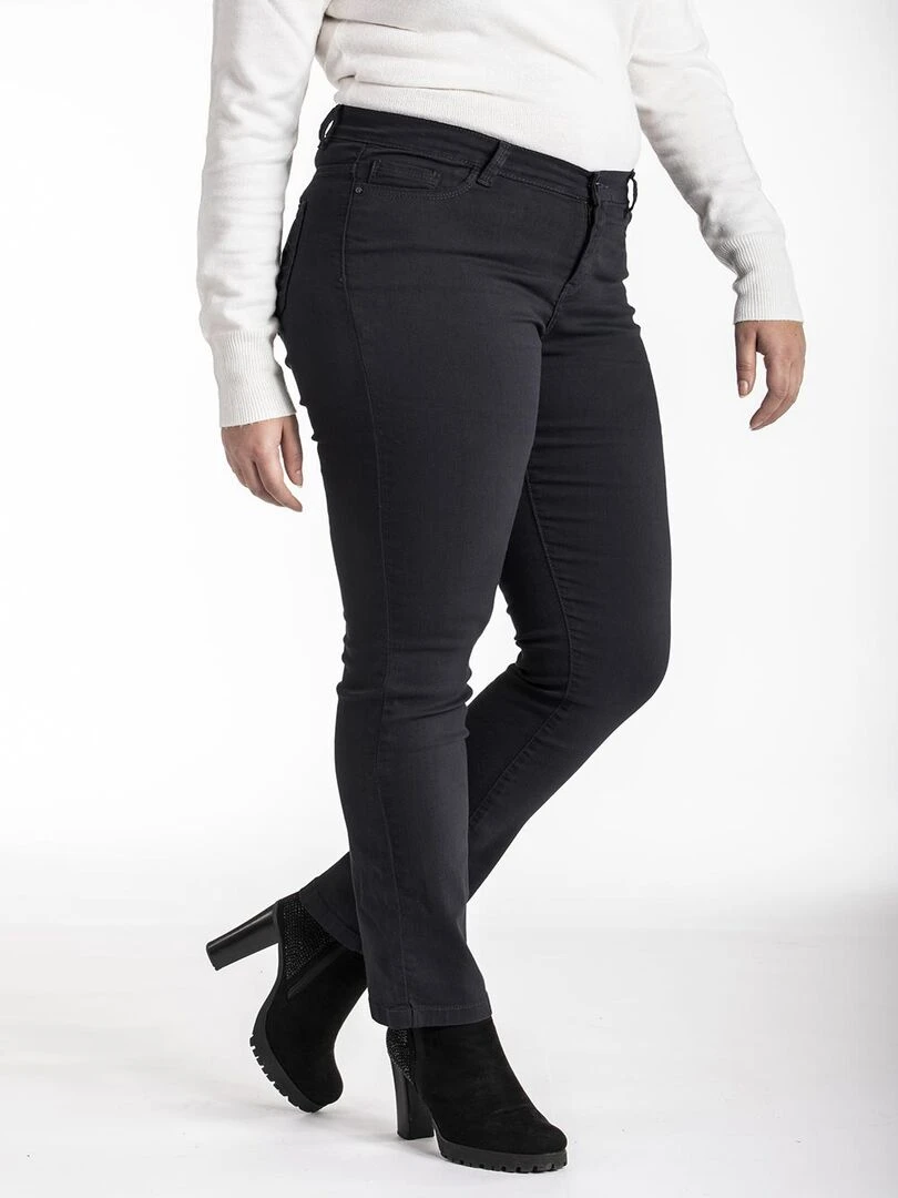 Jeans coupe droite taille haute stretch OBR9 'OBER' Noir