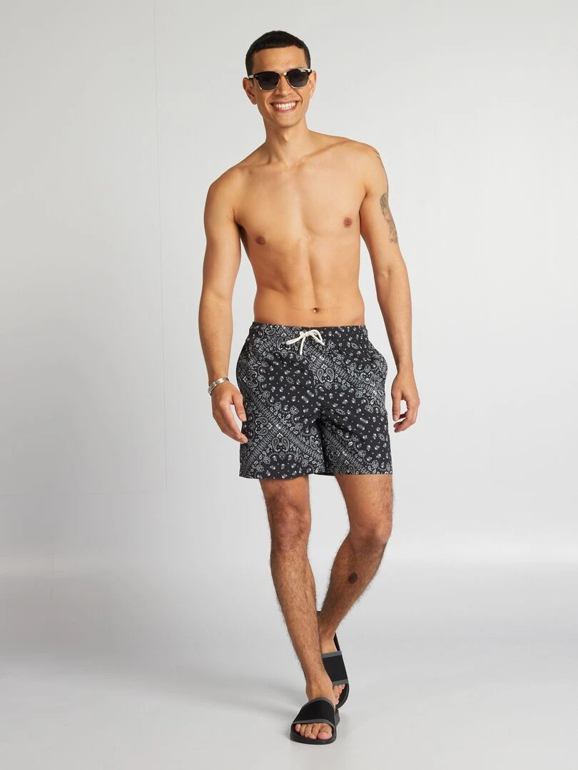 Short de bain avec imprimé Noir/blanc