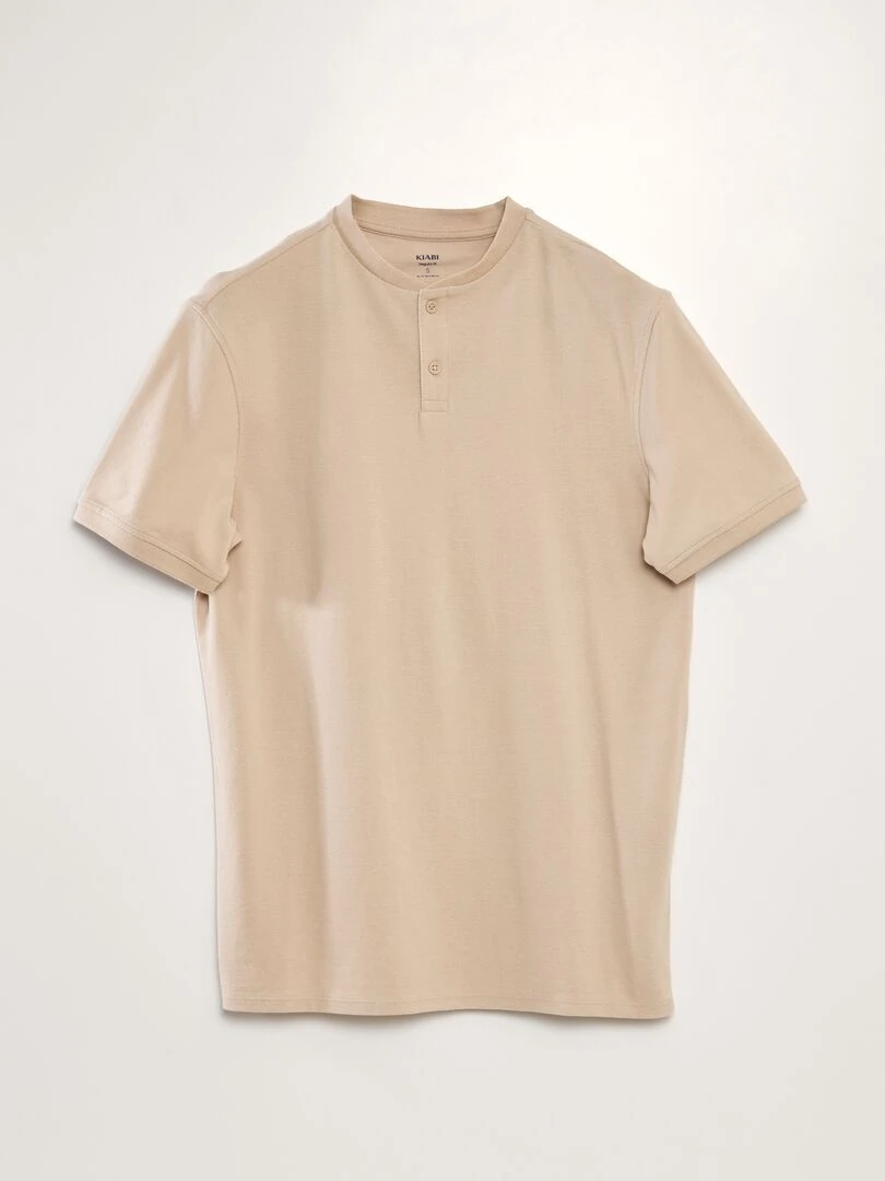 Polo en piqué de coton uni Beige