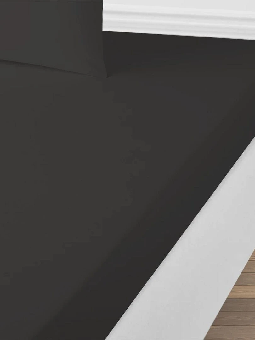 Future Home   Drap housse en coton 57 fils uni   gris anthracite