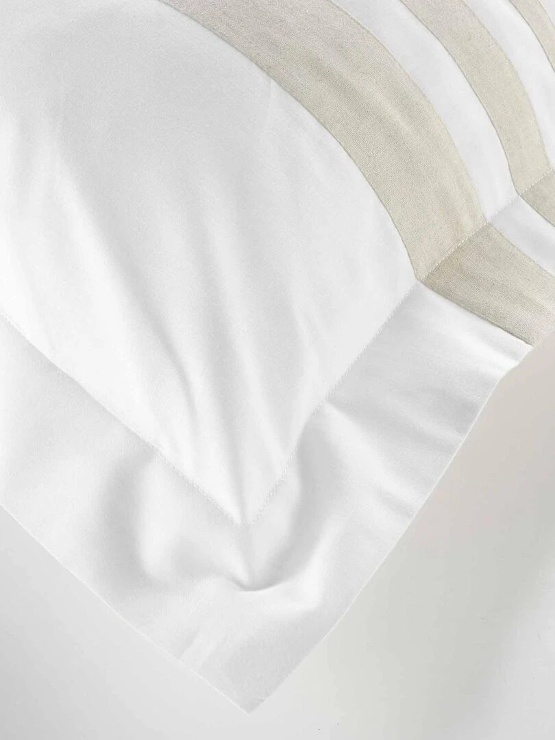 Parure de lit en coton finition lin Blanc