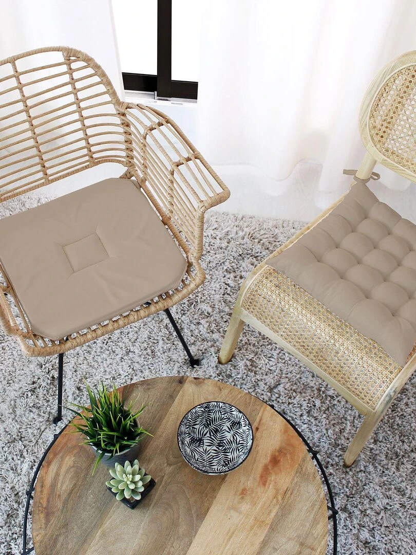 Galette de chaise unie et piquée Beige