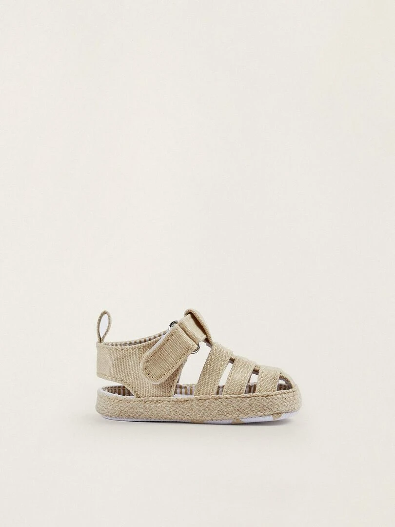 Sandales à lanières en tissu pour nouveau né ATLANTIC COMPANY Gris clair