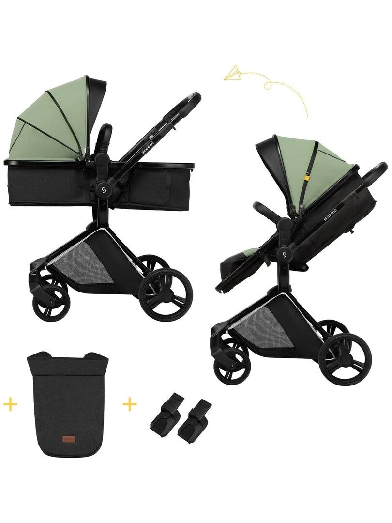 Poussette 2 en 1 "Nasjö" kaki / noir Kaki