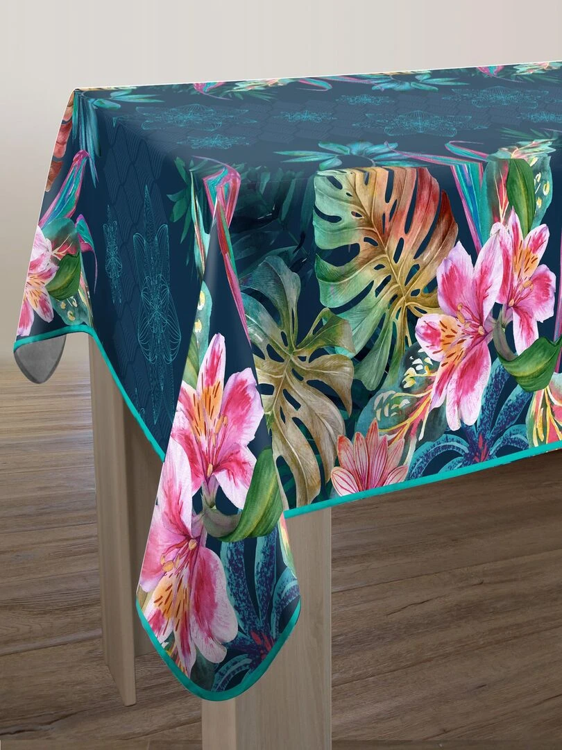 Nappe Anti taches Jungle   Carrée 150 x 150 cm   Bleu Vert