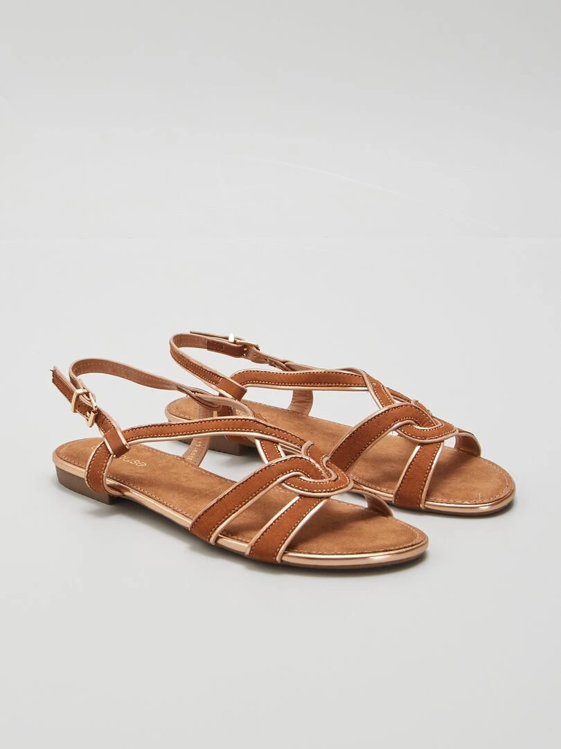 Sandales plates Marron
