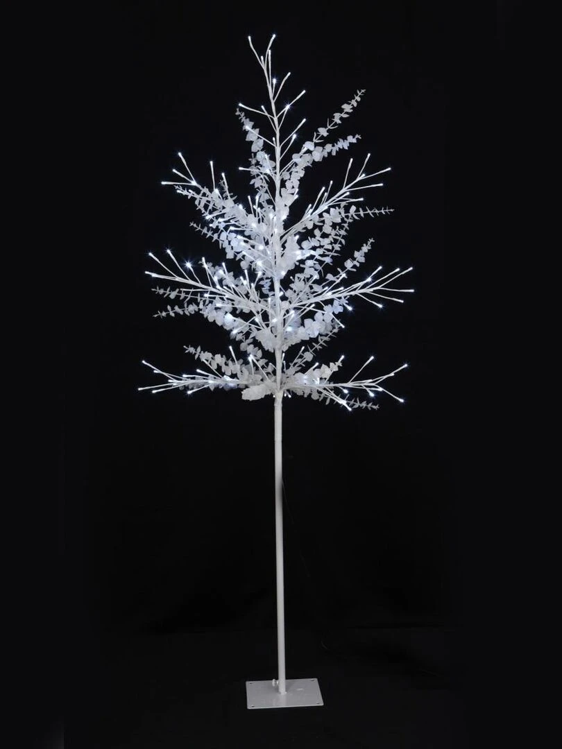 Arbre lumineux scintillant avec feuilles 180 cm Blanc
