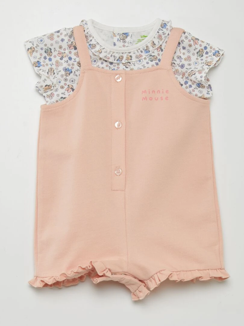 Ensemble salopette + t shirt 'Disney' 2 pièces Rose