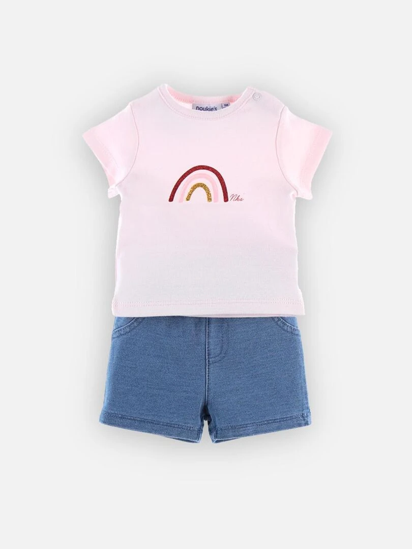 Set t shirt + short denim  clair   Noukie's   Rose
