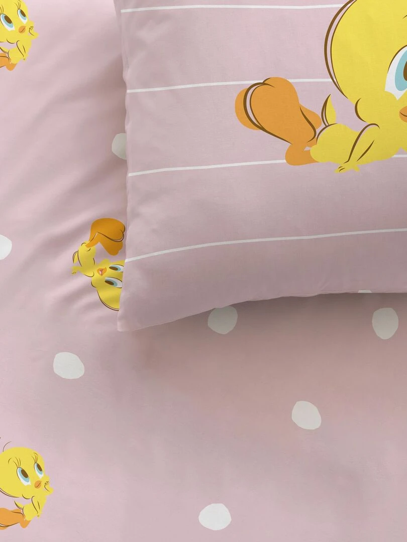 Parure de lit imprimée 100% coton LOONEY TUNES TITI Rose
