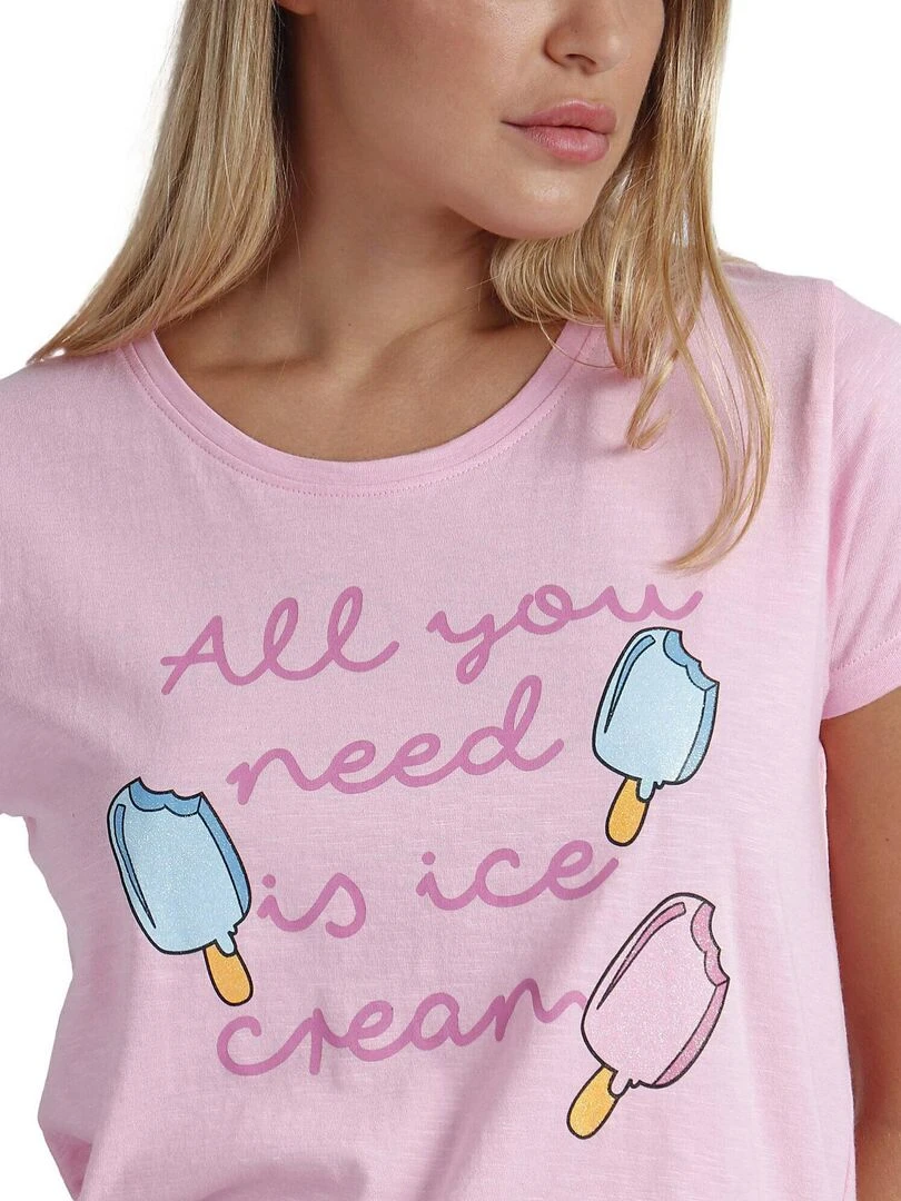 Pyjama short t shirt Ice Cream   Rose