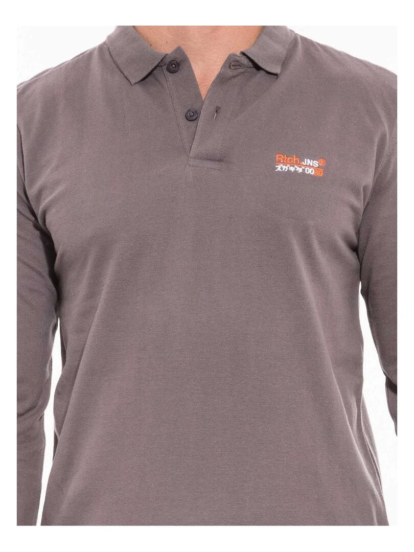 Polo manches longues en coton PODRICK   Gris clair