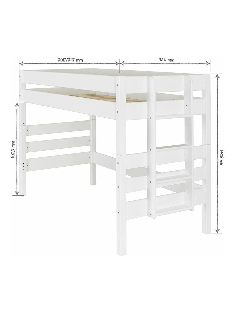 Lit mi hauteur Aniba   AKITEN RETAIL   Blanc Blanc