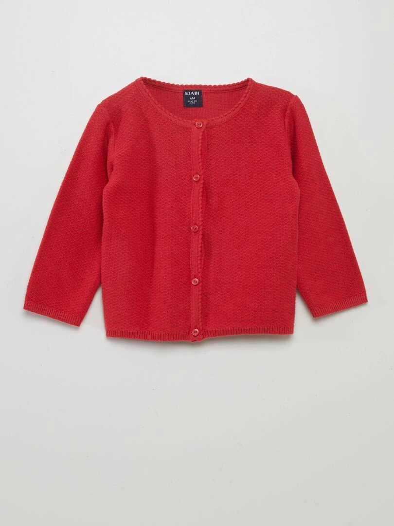 Gilet en maille fantaisie Rouge