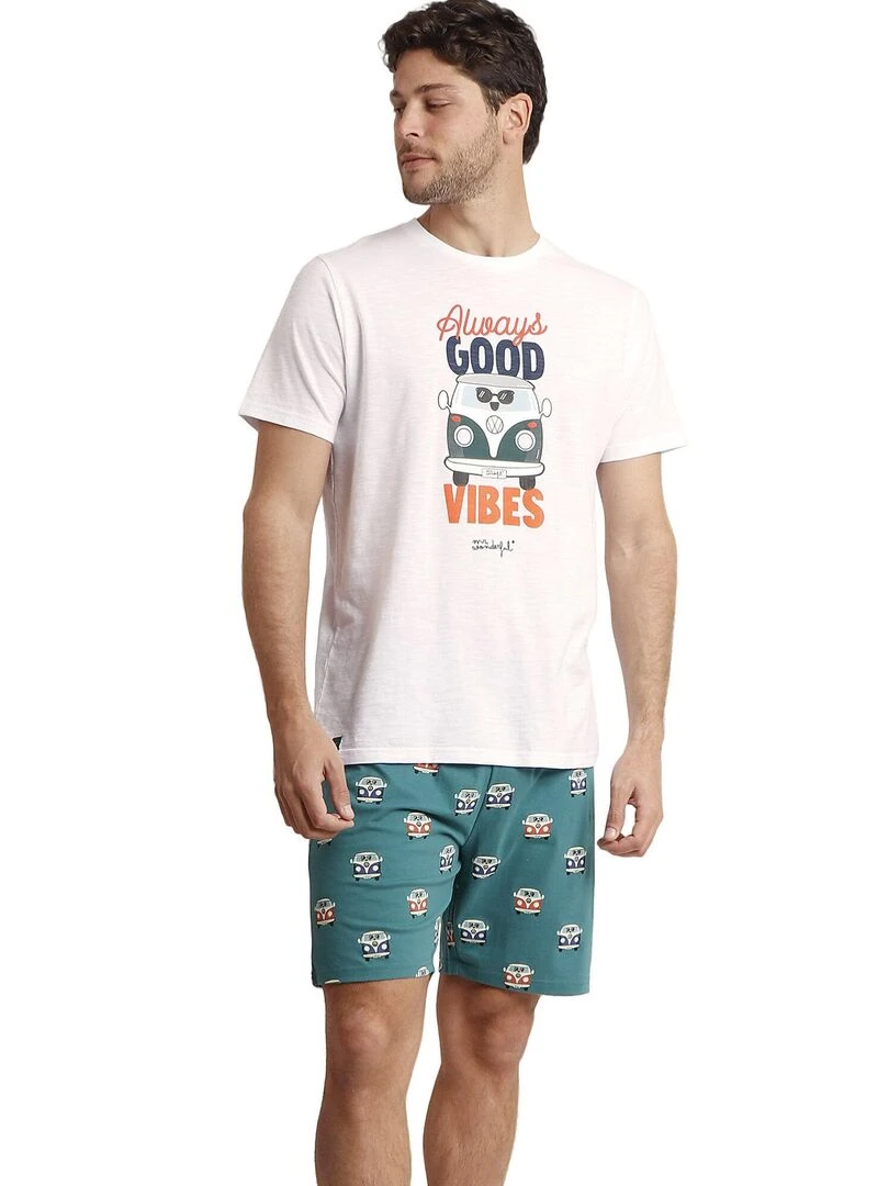 Pyjama short t shirt Furgo Mr Wonderful   Blanc