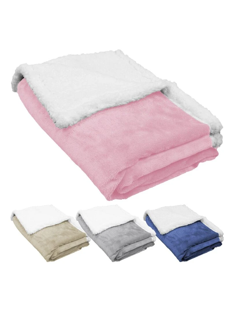 Lot de 2 couvertures plaids polaires pour bébé en flanelle et sherpa ultra doux Monsieur Bébé Rose