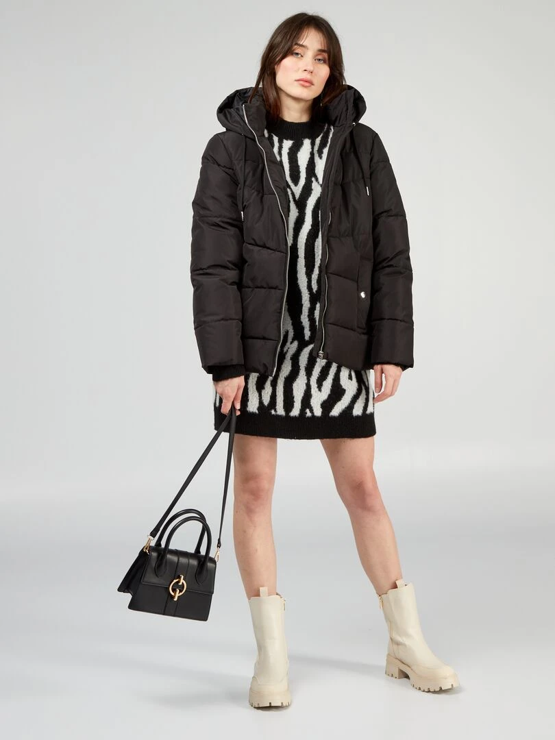 Robe en maille avec imprimé Blanc/noir