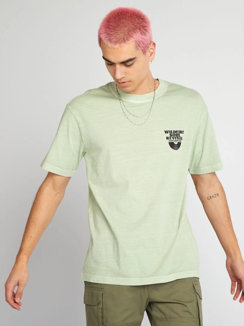 T shirt à imprimé poitrine   Vert