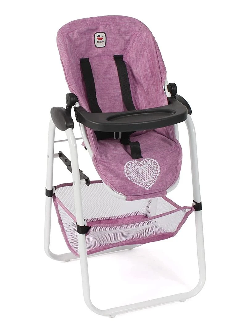 Chaise haute pour poupées jean rose N/A