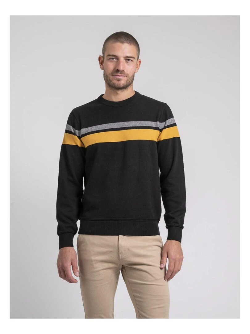 Pull col rond pur coton LORIMAKO Noir