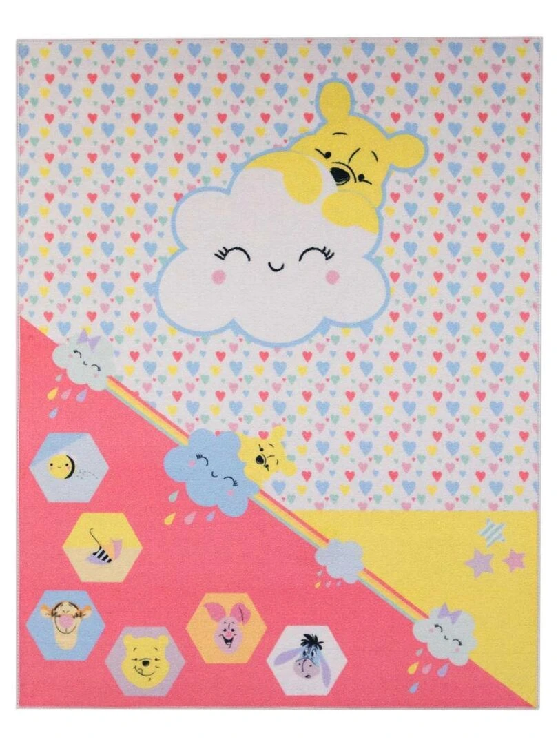 Tapis enfant WINNIE 02 LOVE Rose 95x125 Fait en Europe en nylon Rose