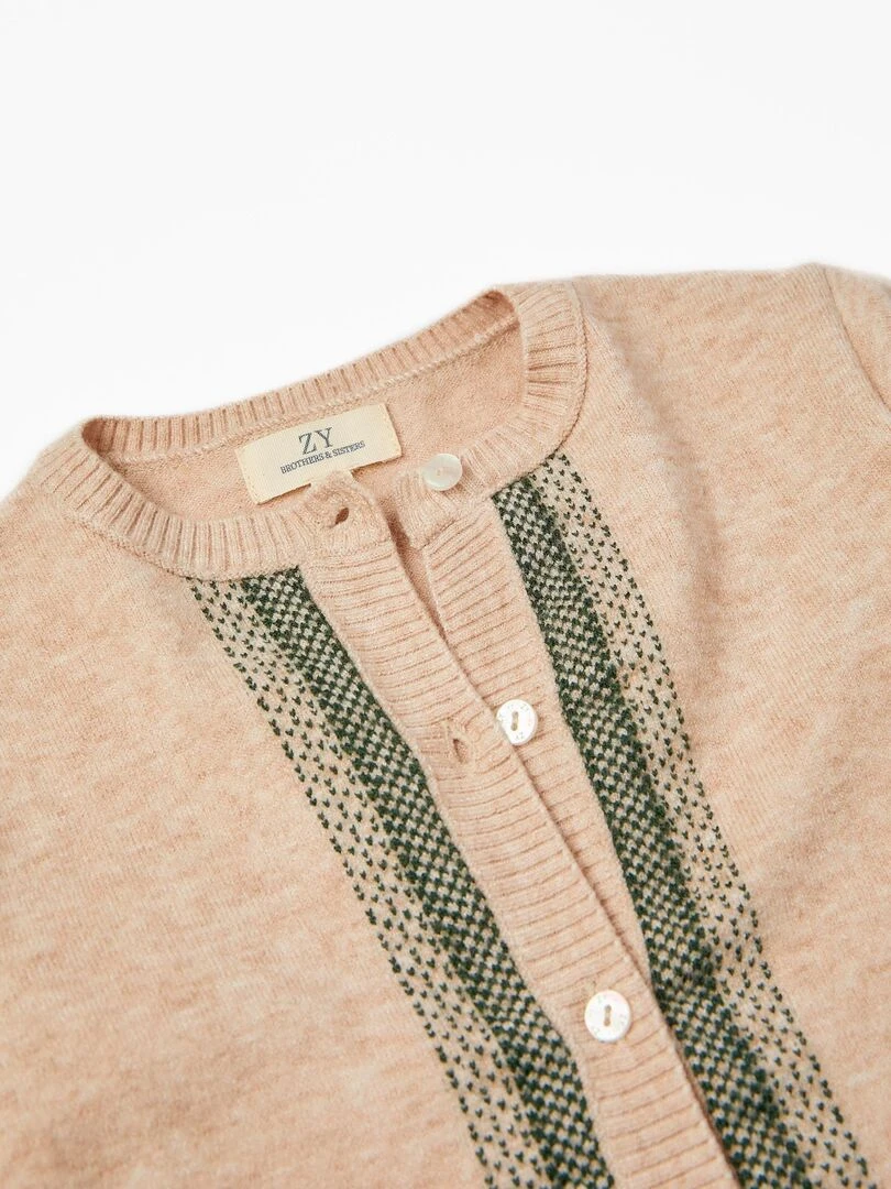 Gilet en Maille Fille 'B&S'   NOËL   Beige